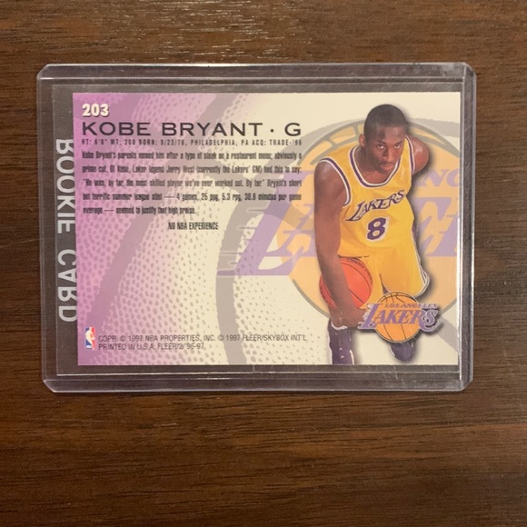 Kobe Bryant Fleer 96-97’ Rookie Card #203 - Picture 2 of 2